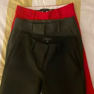 Bundle of 3 Ann Taylor Petites Red Black Grey pencil ankle work pants 00P